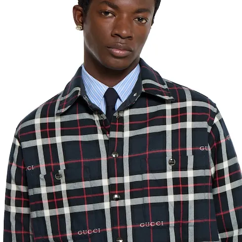 Tartan Cotton Jacquard Padded Shirt