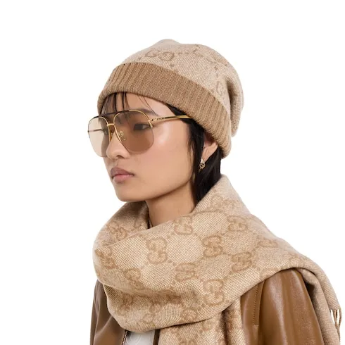 Gg Cashmere Lamé Hat