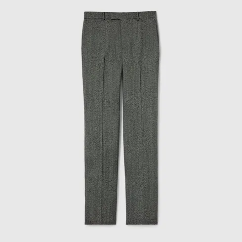 Herringbone Wool Mouliné Trousers