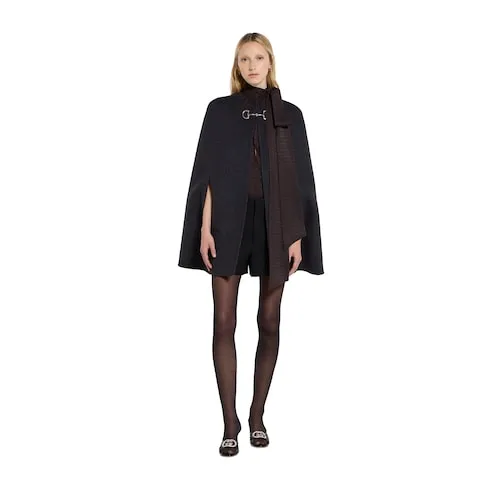 Silk Wool Cape With Horsebit