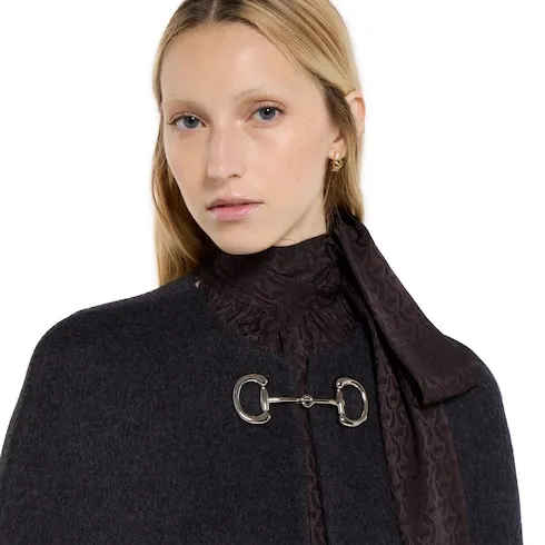 Silk Wool Cape With Horsebit