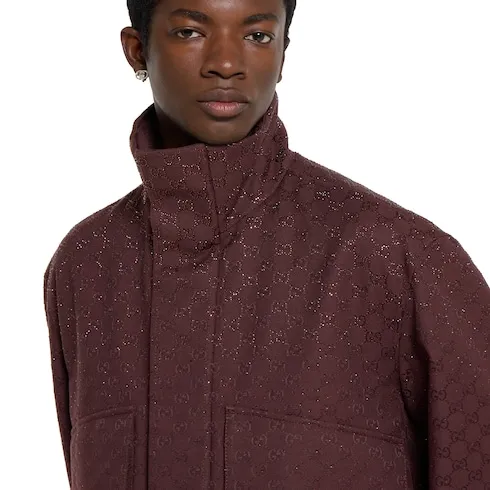 Gg Canvas Padded Jacket With Crystals
