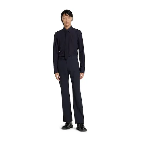 Piece Dyed Poplin Shirt With Embroidery