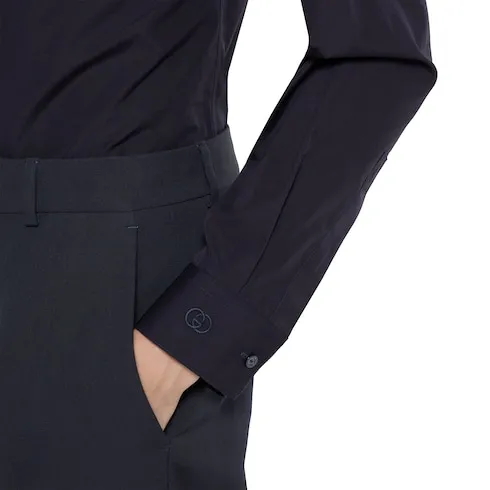 Piece Dyed Poplin Shirt With Embroidery