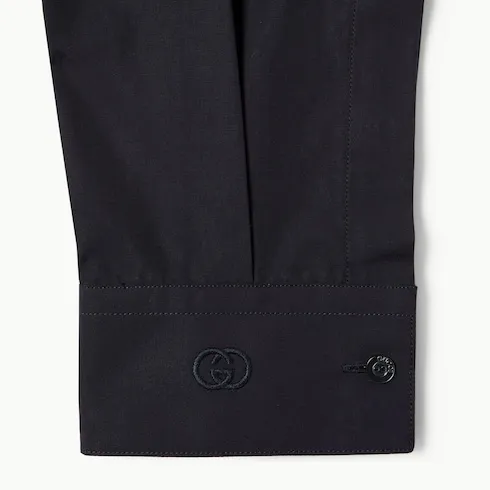 Piece Dyed Poplin Shirt With Embroidery