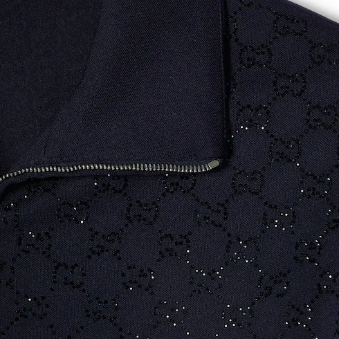 Technical Jersey Zip Jacket With Crystals