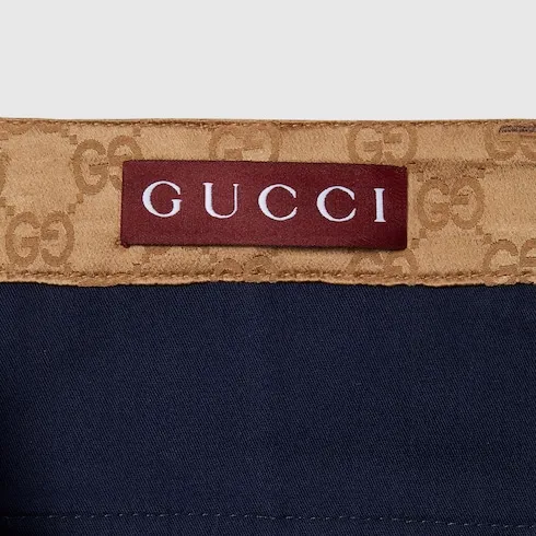 Cotton Denim Trousers With Gg Inerts