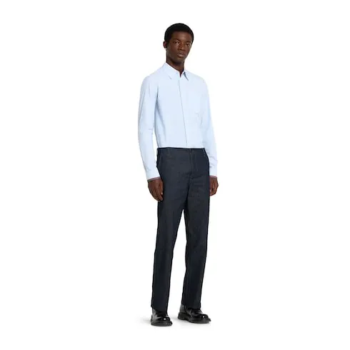 Cotton Denim Trousers With Gg Inerts