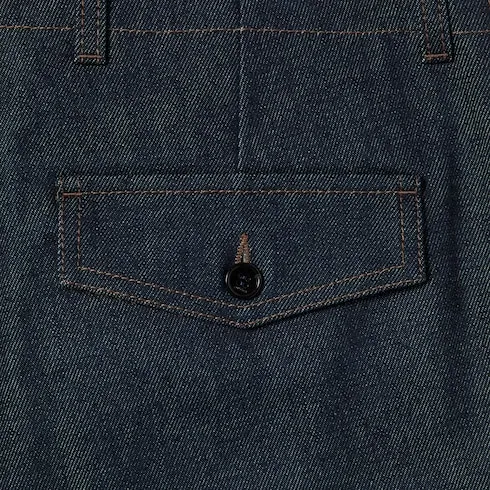 Cotton Denim Trousers With Gg Inerts