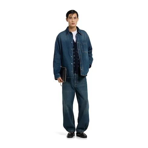 Cotton Denim Trousers With Web