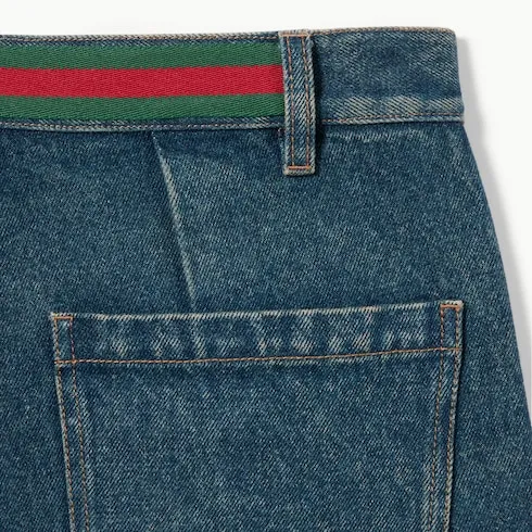 Cotton Denim Trousers With Web