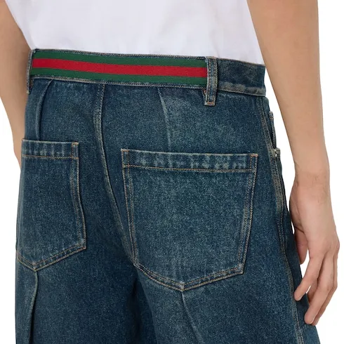 Cotton Denim Trousers With Web