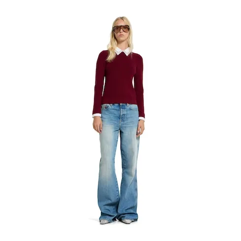 Flared Cotton Denim Trousers