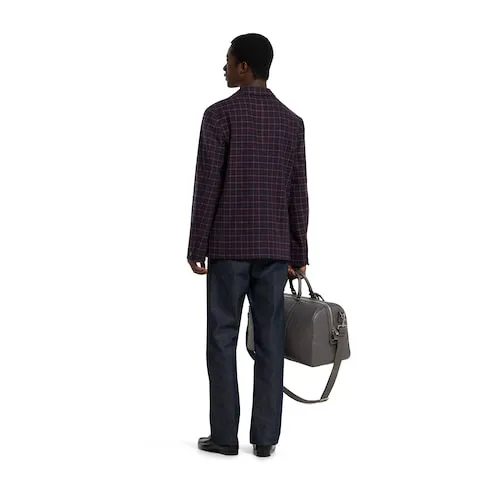 Single-Breast Check Wool Jacket