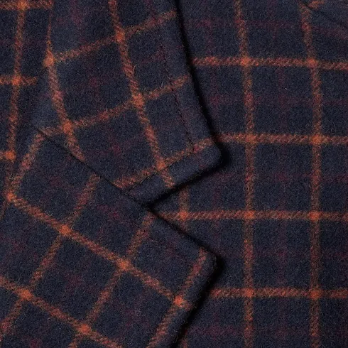 Single-Breast Check Wool Jacket