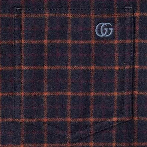 Single-Breast Check Wool Jacket
