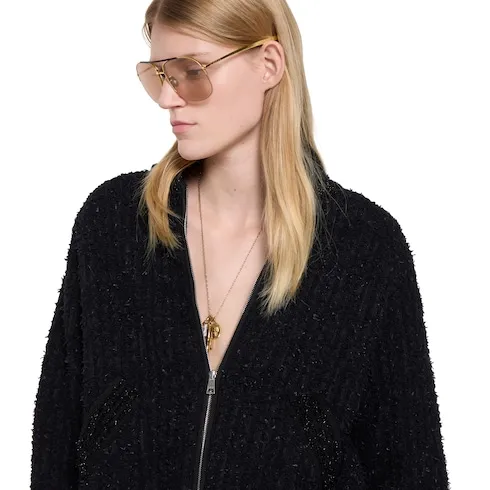 Wool Lamé Bouclé Zip Jacket