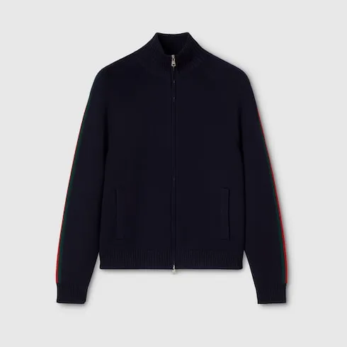 Woven Stitch Knit Wool Zip Jacket