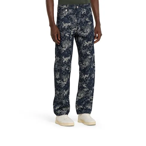 Gg Jacquard Denim Pant