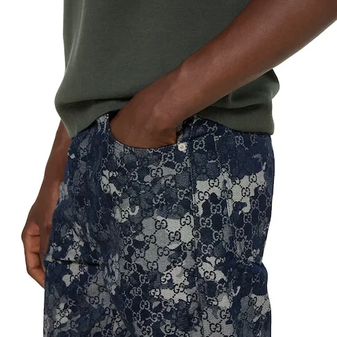 Gg Jacquard Denim Pant