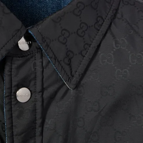 Reversible Padded Denim And Nylon Shirt