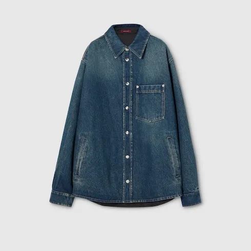 Reversible Padded Denim And Nylon Shirt
