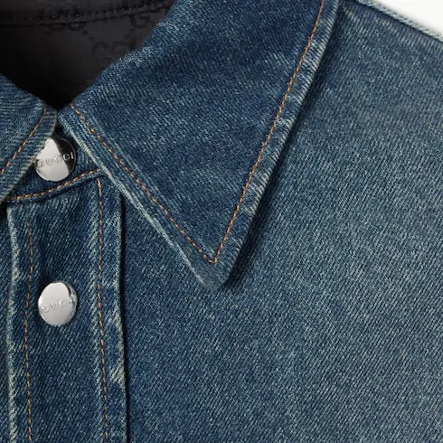 Reversible Padded Denim And Nylon Shirt