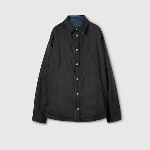 Reversible Padded Denim And Nylon Shirt