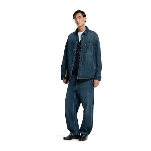 Reversible Padded Denim And Nylon Shirt