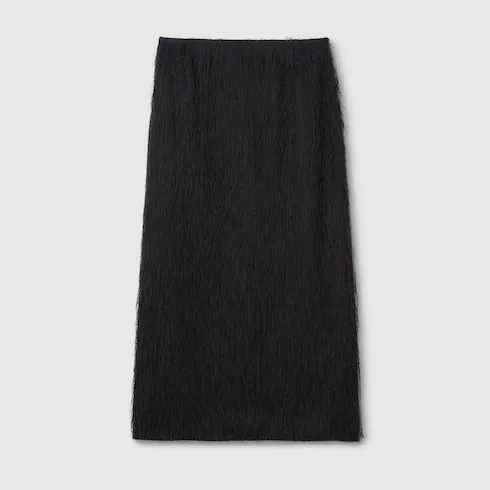 Fringed Fil Coupé Fabric Skirt
