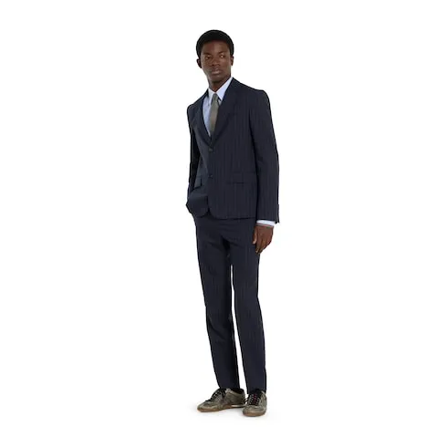 Single-Breast Pinstripe Wool Jacket