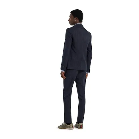 Single-Breast Pinstripe Wool Jacket
