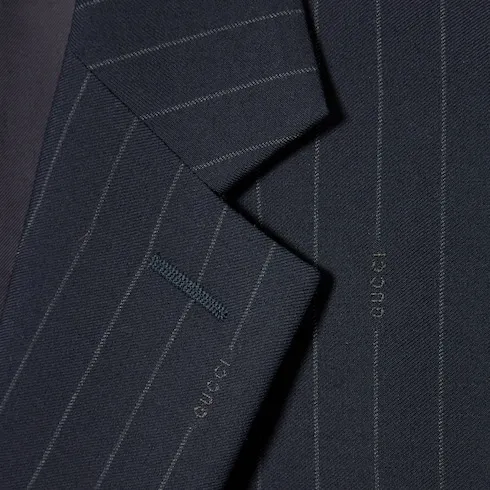 Single-Breast Pinstripe Wool Jacket