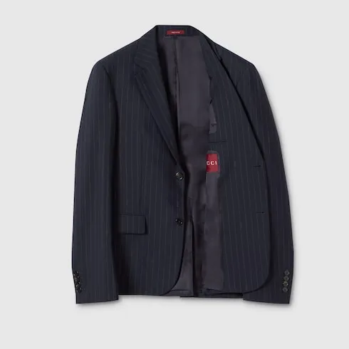 Single-Breast Pinstripe Wool Jacket