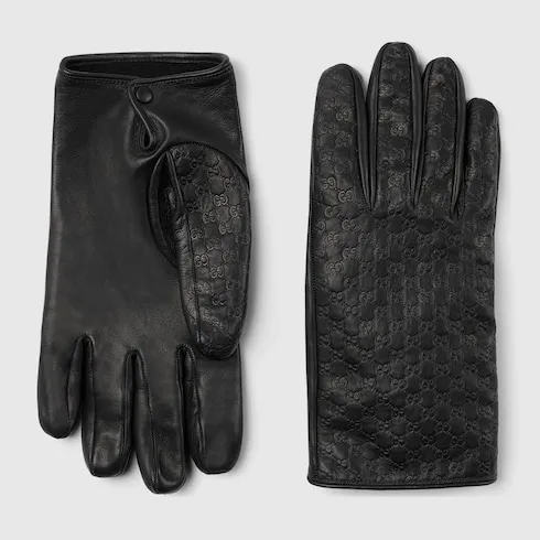 Embossed Gg Leather Gloves