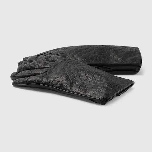 Embossed Gg Leather Gloves