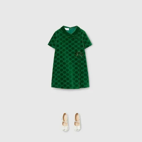 Children's Gg Cotton Velvet Dress