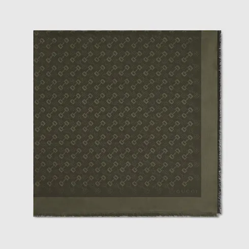 Silk Wool Horsebit Jacquard Shawl
