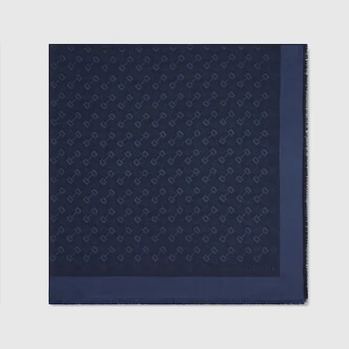 Silk Wool Horsebit Jacquard Shawl
