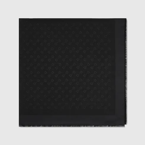 Silk Wool Horsebit Jacquard Shawl