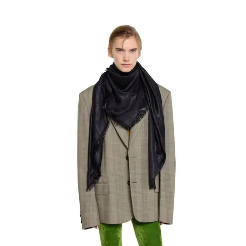 Gg Silk Wool Lamé Shawl