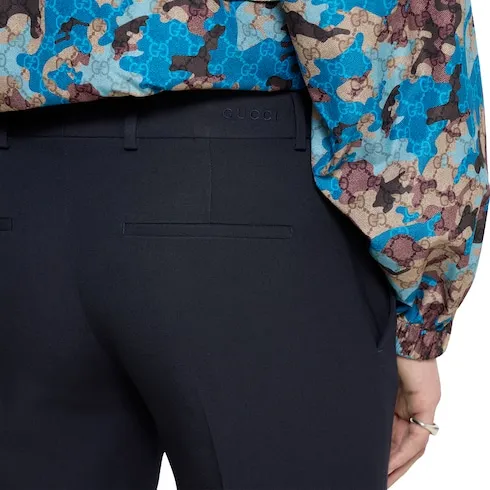 Wool Gabardine Trousers With Embroidery