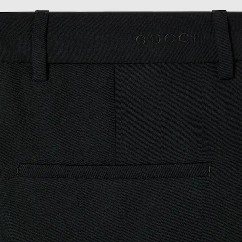 Wool Gabardine Trousers With Embroidery