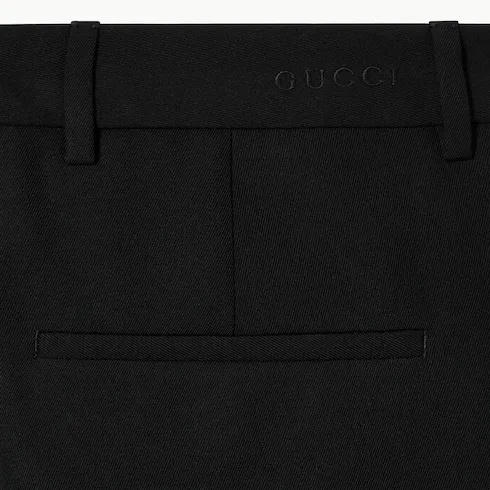 Wool Gabardine Trousers With Embroidery