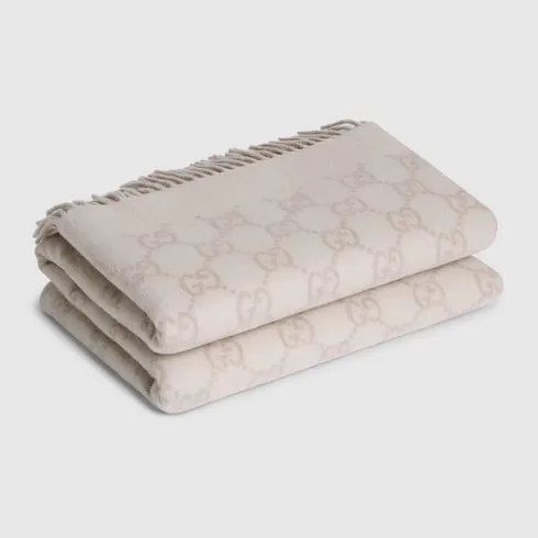 Reversible Gg Wool Cashmere Blanket