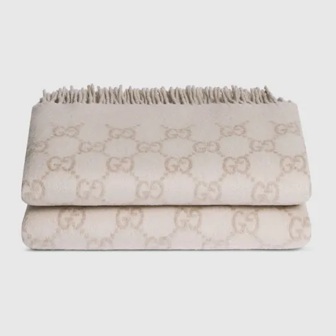 Reversible Gg Wool Cashmere Blanket