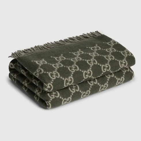 Reversible Gg Wool Cashmere Blanket