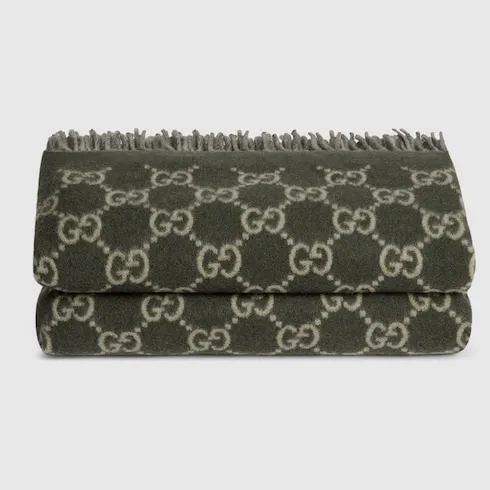 Reversible Gg Wool Cashmere Blanket