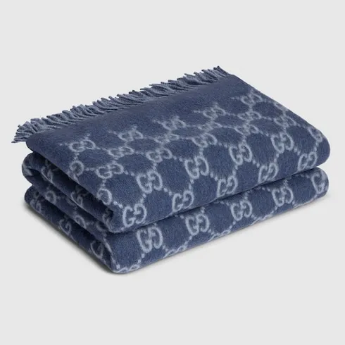 Reversible Gg Wool Cashmere Blanket