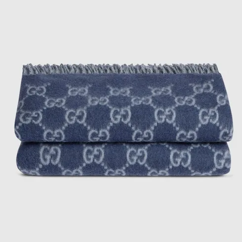 Reversible Gg Wool Cashmere Blanket